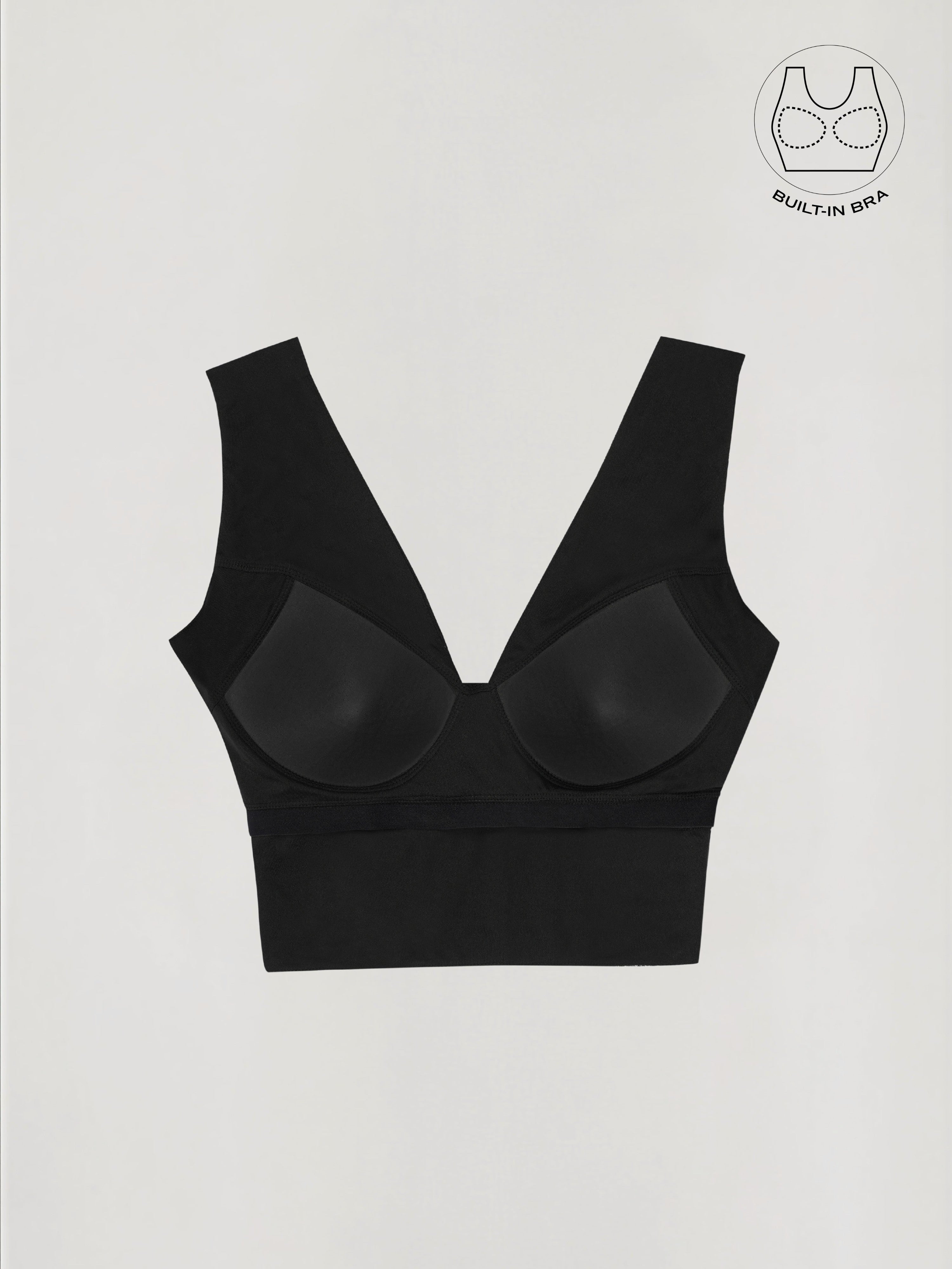 ASTRA BLACK BEADS & SEQUINS CROP TOP WITH INBUILT BRA