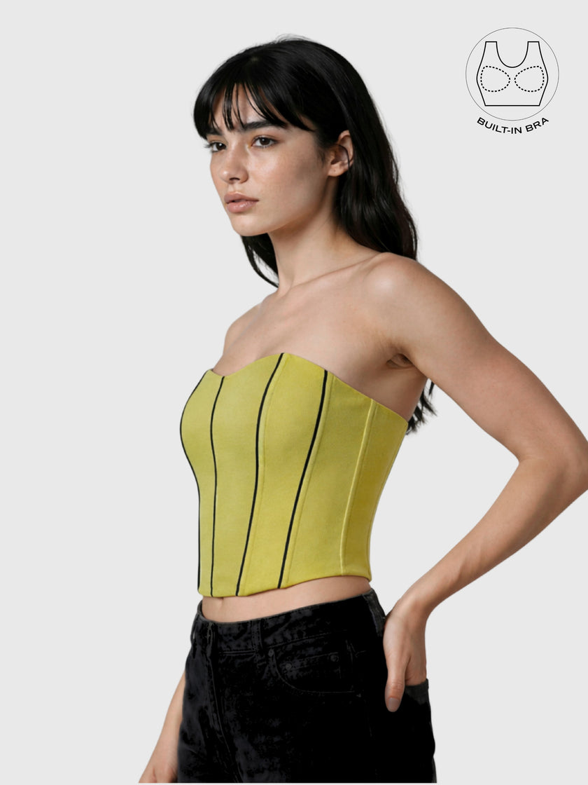 TENERA WASABI GREEN SUMMER CORSET WITH INBUILT BRA