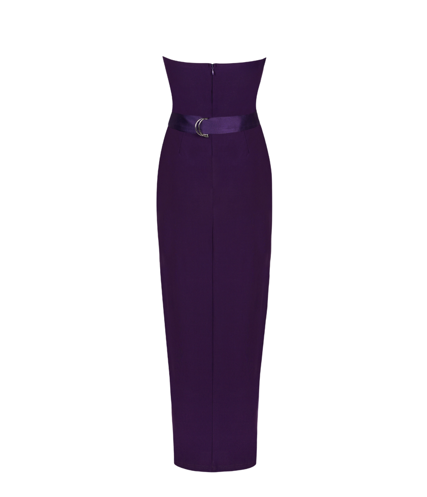 Forte royal purple structured collar gown with inbuilt padded bra 
