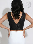ASTRA BLACK BEADS & SEQUINS CROP TOP WITH INBUILT BRA