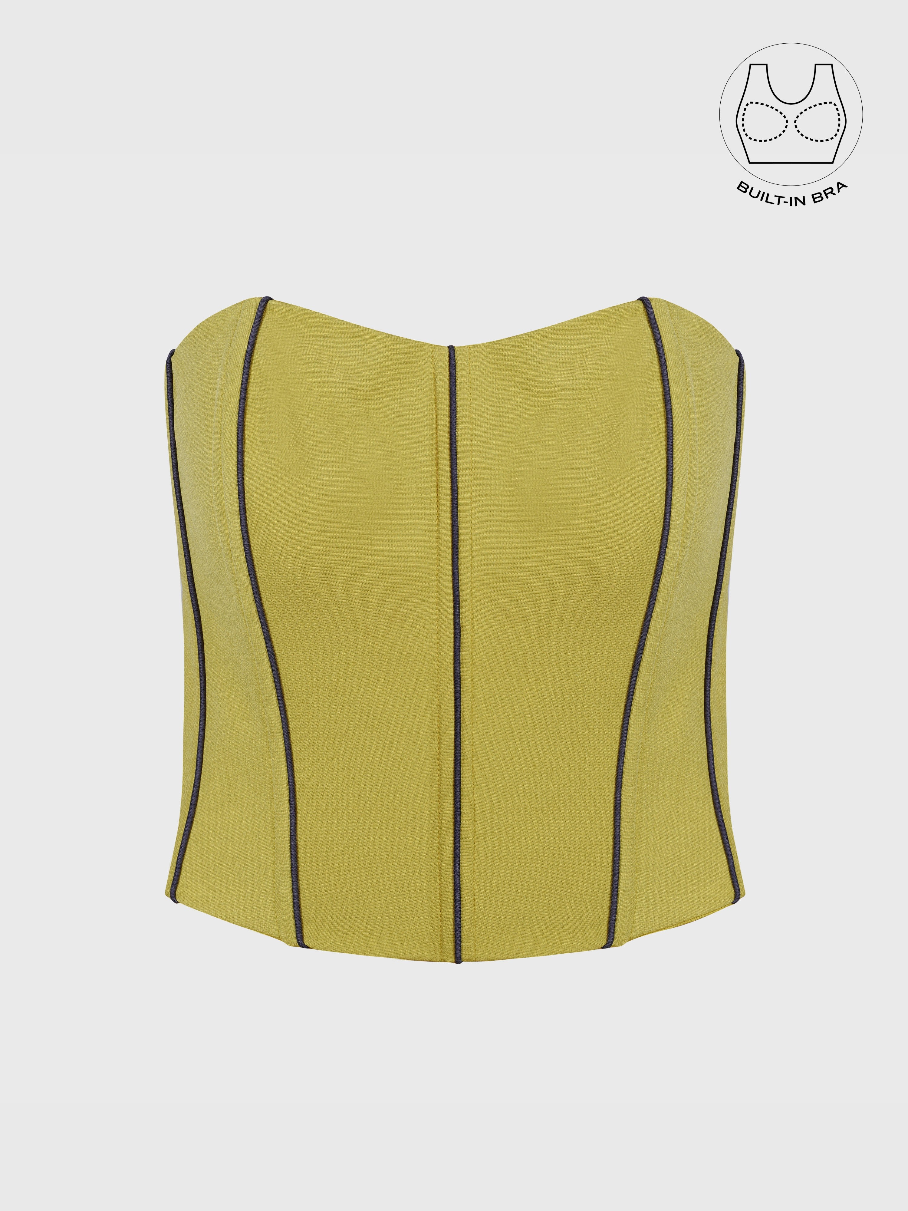 TENERA WASABI GREEN SUMMER CORSET WITH INBUILT BRA