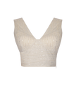 Snug fit ivory padded crop top for women party wear