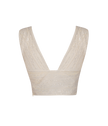 Stylish ivory embroidered crop top with inbuilt bra.
