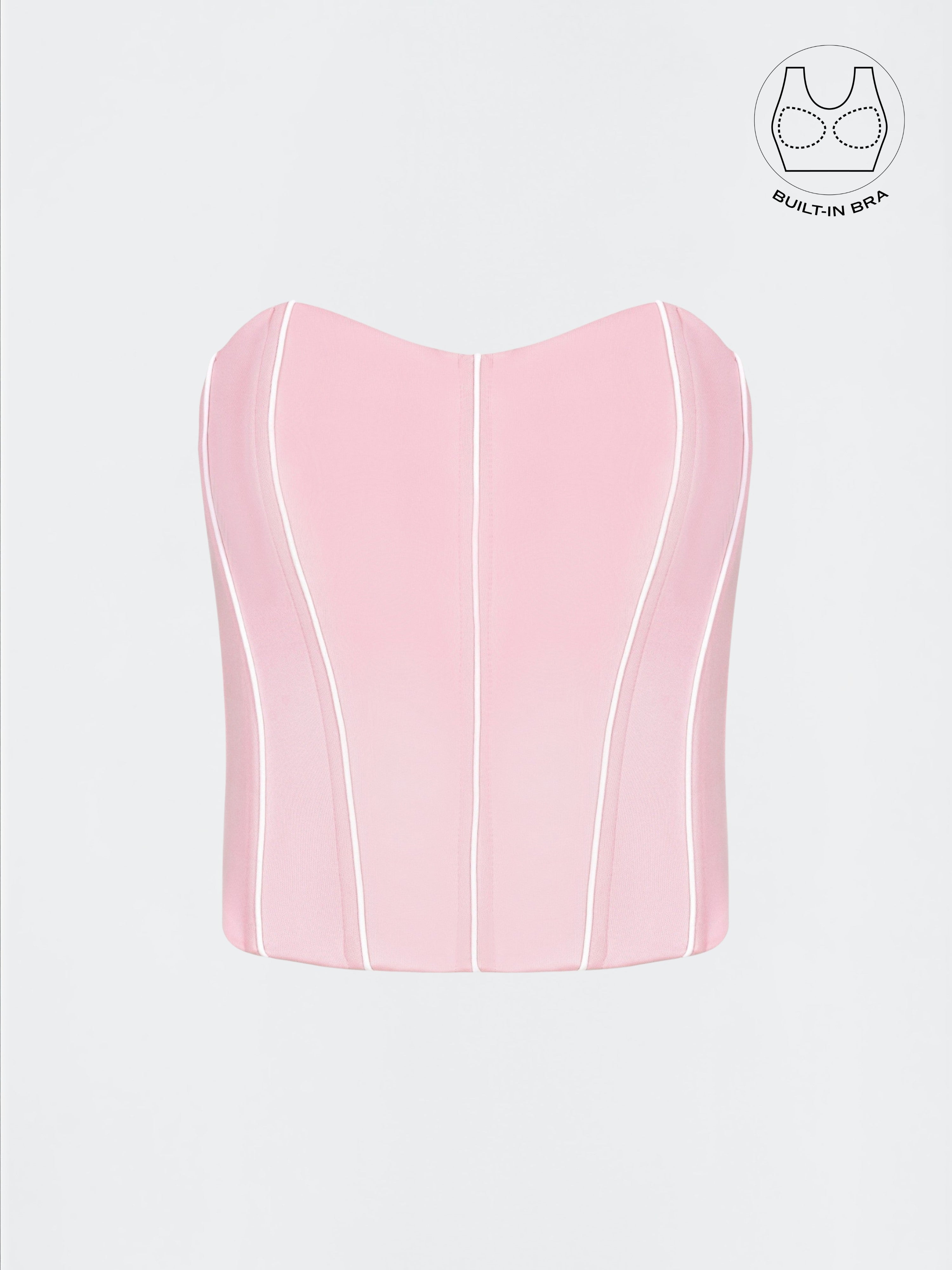 TENERA PASTEL PINK BIRTHDAY CORSET WITH INBUILT BRA