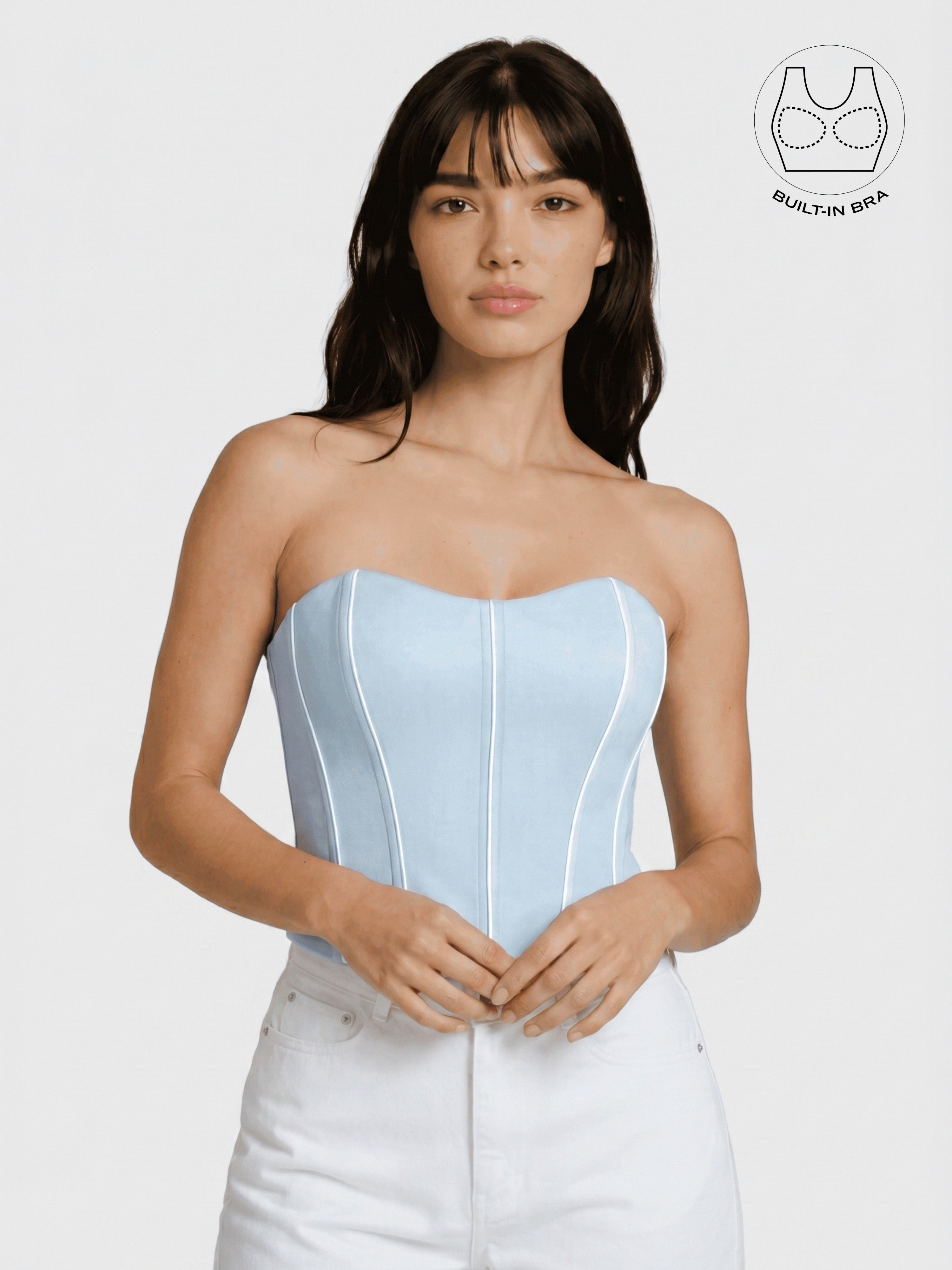 TENERA COOL BLUE SUMMER CASUAL CORSET WITH INBUILT BRA