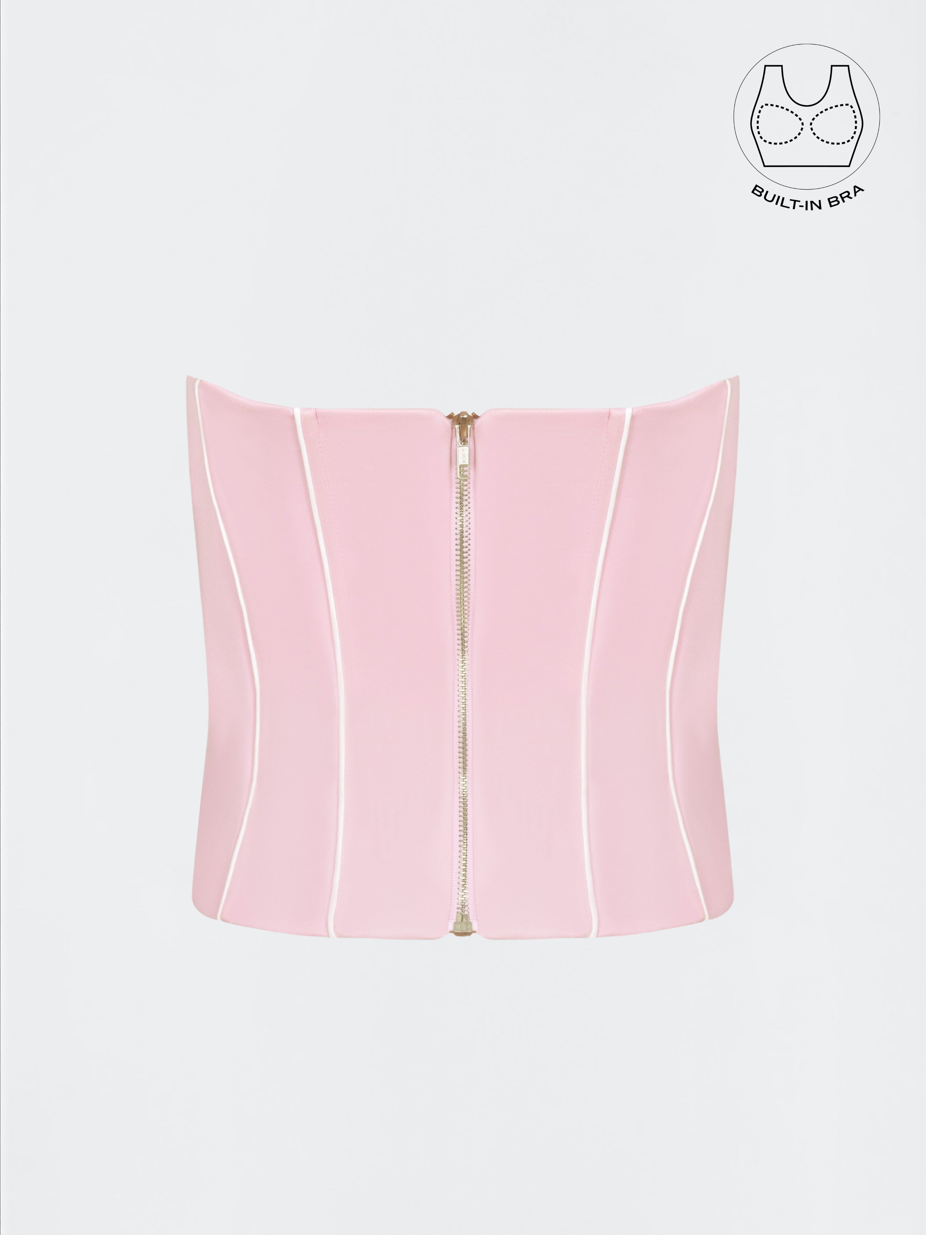TENERA PASTEL PINK BIRTHDAY CORSET WITH INBUILT BRA