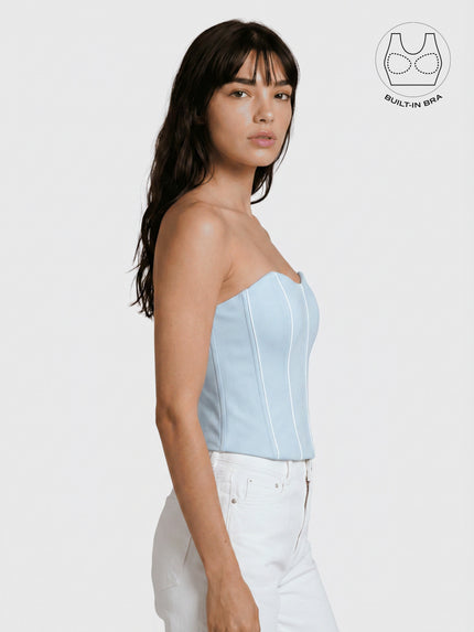 TENERA COOL BLUE SUMMER CASUAL CORSET WITH INBUILT BRA