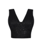 Astra black crop top with embroidery for chic evening wear.
