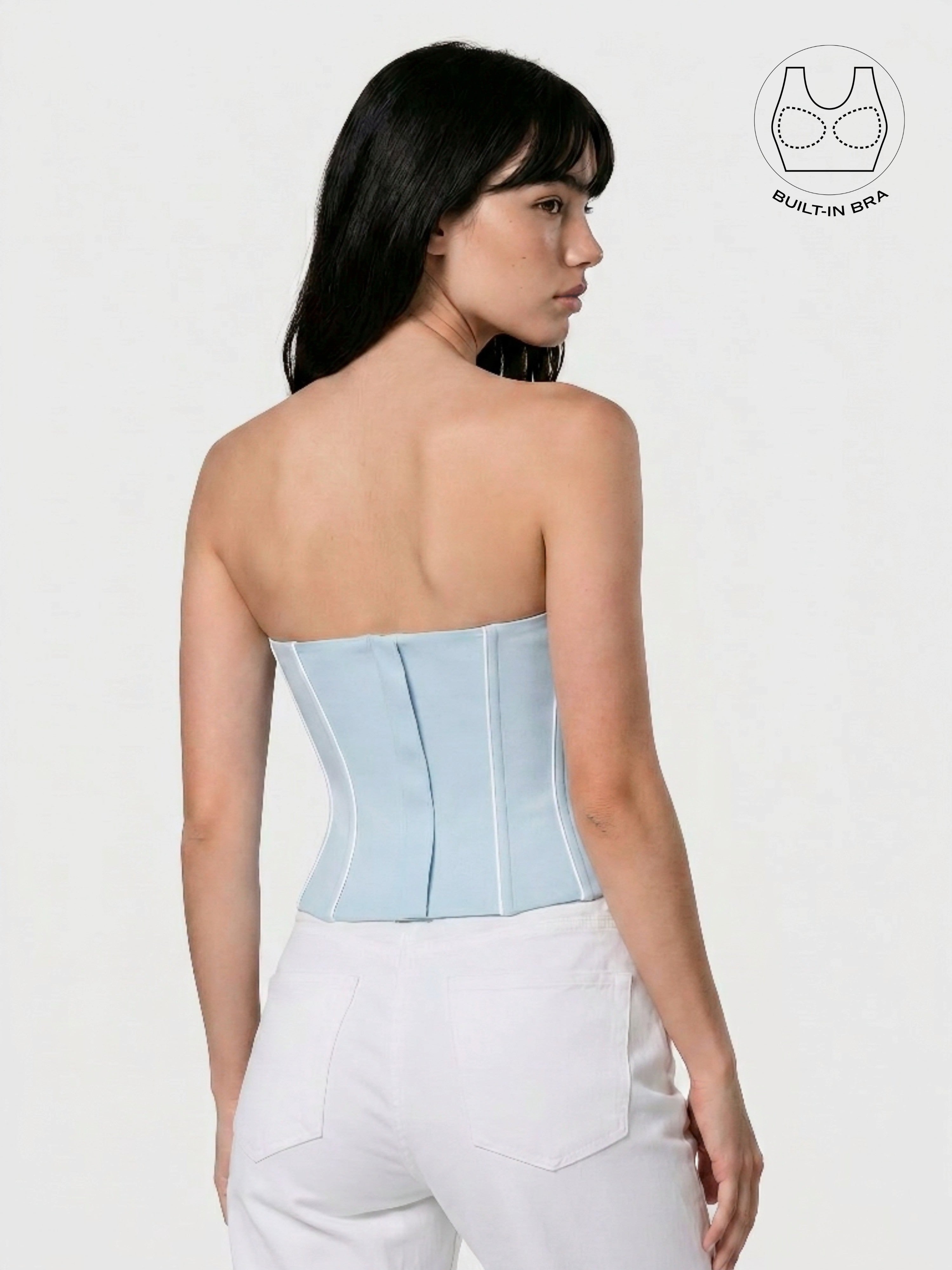 TENERA COOL BLUE SUMMER CASUAL CORSET WITH INBUILT BRA