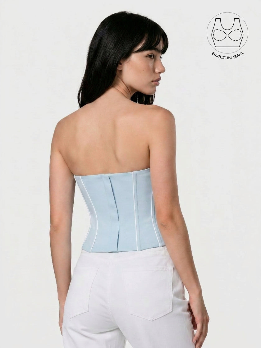 TENERA COOL BLUE SUMMER CASUAL CORSET WITH INBUILT BRA