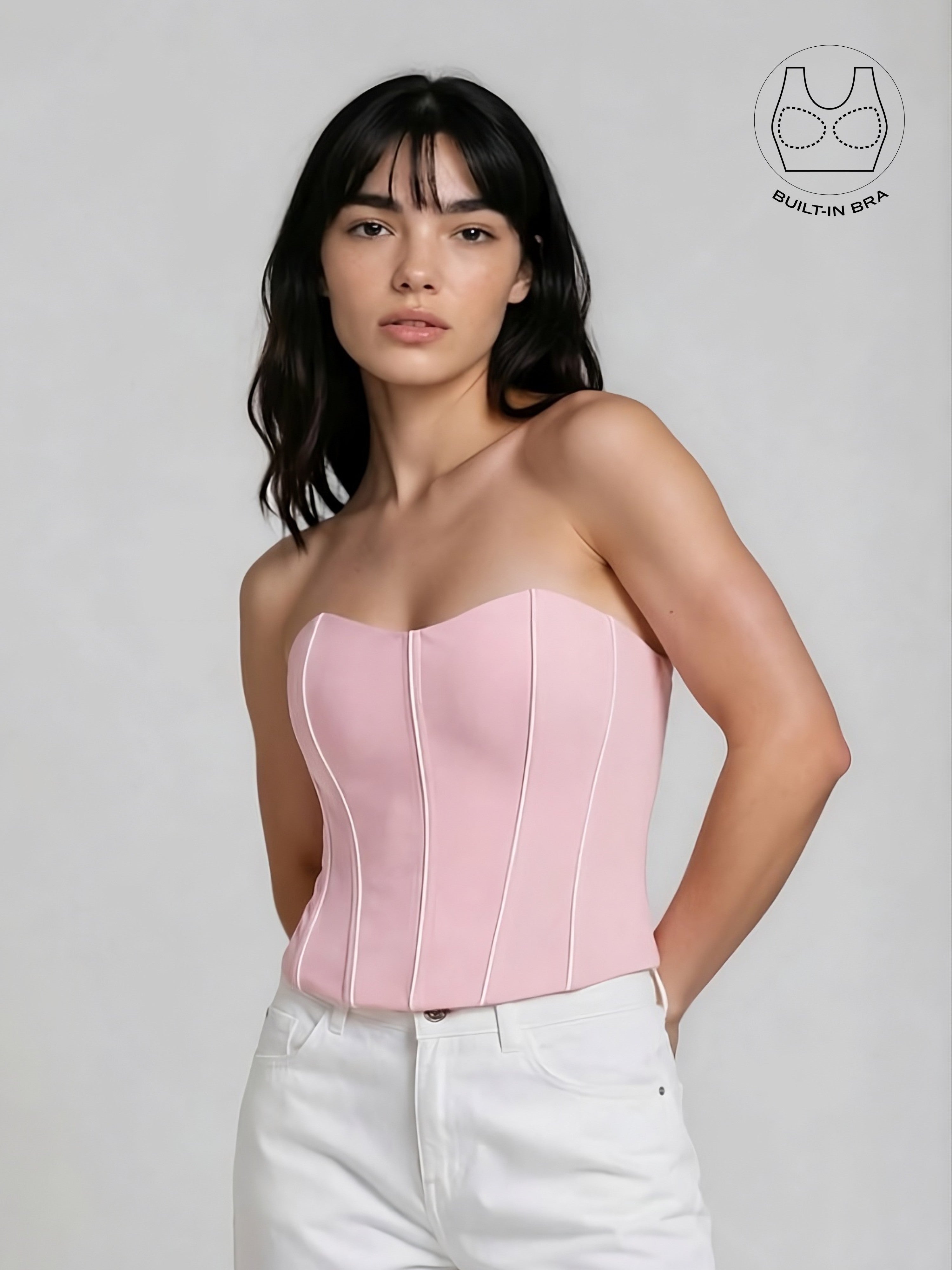 TENERA PASTEL PINK BIRTHDAY CORSET WITH INBUILT BRA