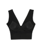 Stylish party wear black crop top with padded cups.