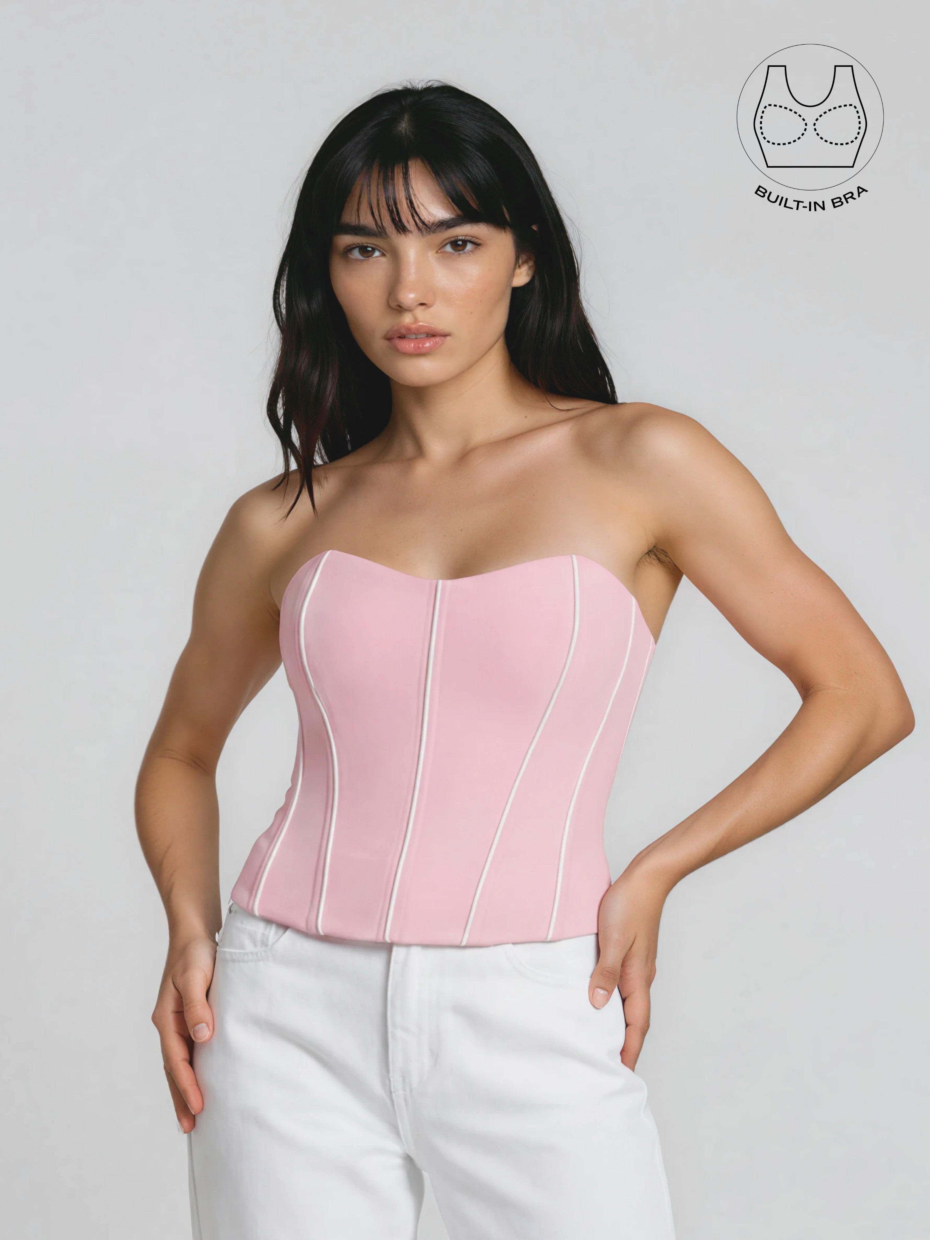 TENERA PASTEL PINK BIRTHDAY CORSET WITH INBUILT BRA
