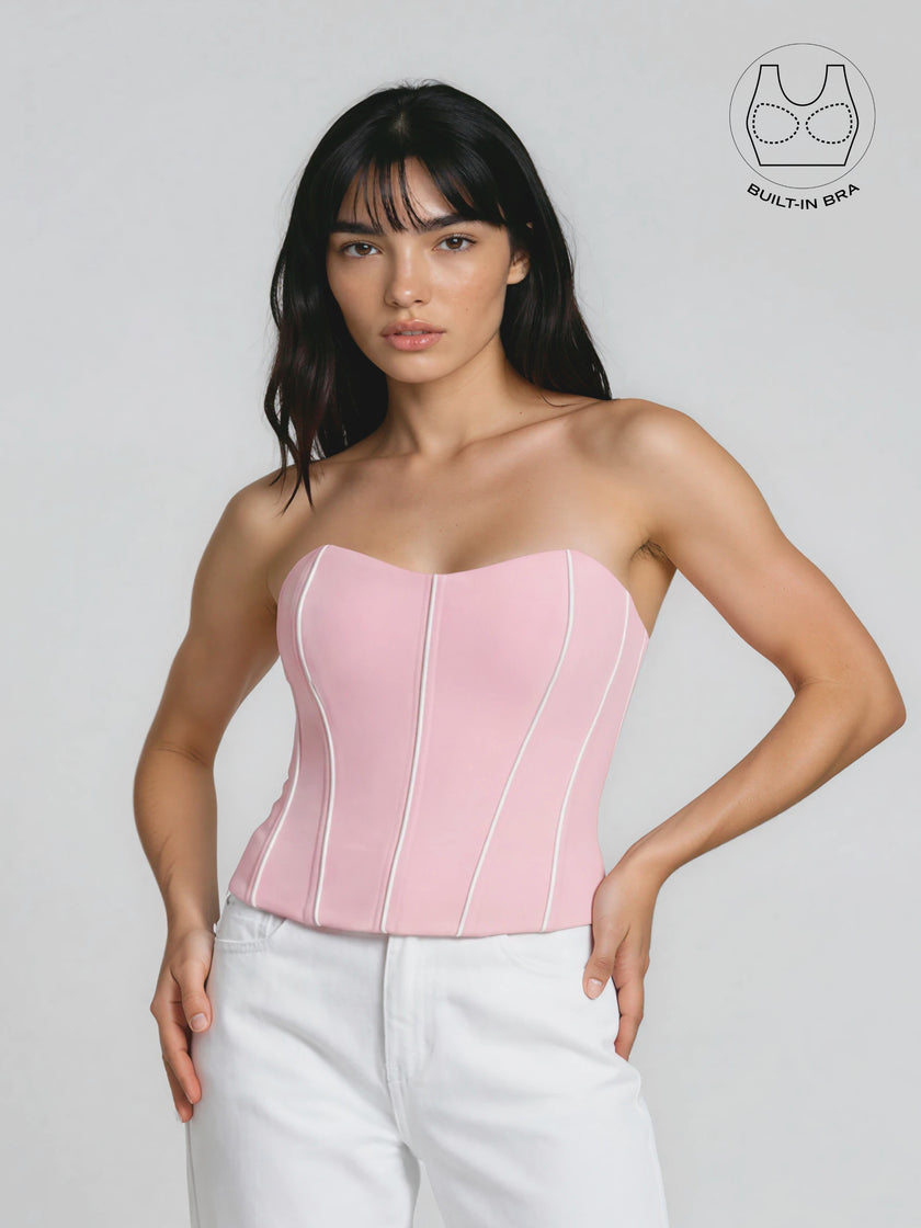 TENERA PASTEL PINK BIRTHDAY CORSET WITH INBUILT BRA