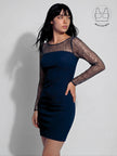INARA NAVY BLUE BEADS & SEQUINS COCKTAIL DRESS WITH INBUILT BRA