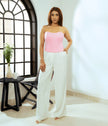Tenera pastel pink padded crop top with sweetheart neckline.