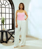 Tenera pastel pink padded crop top with sweetheart neckline.