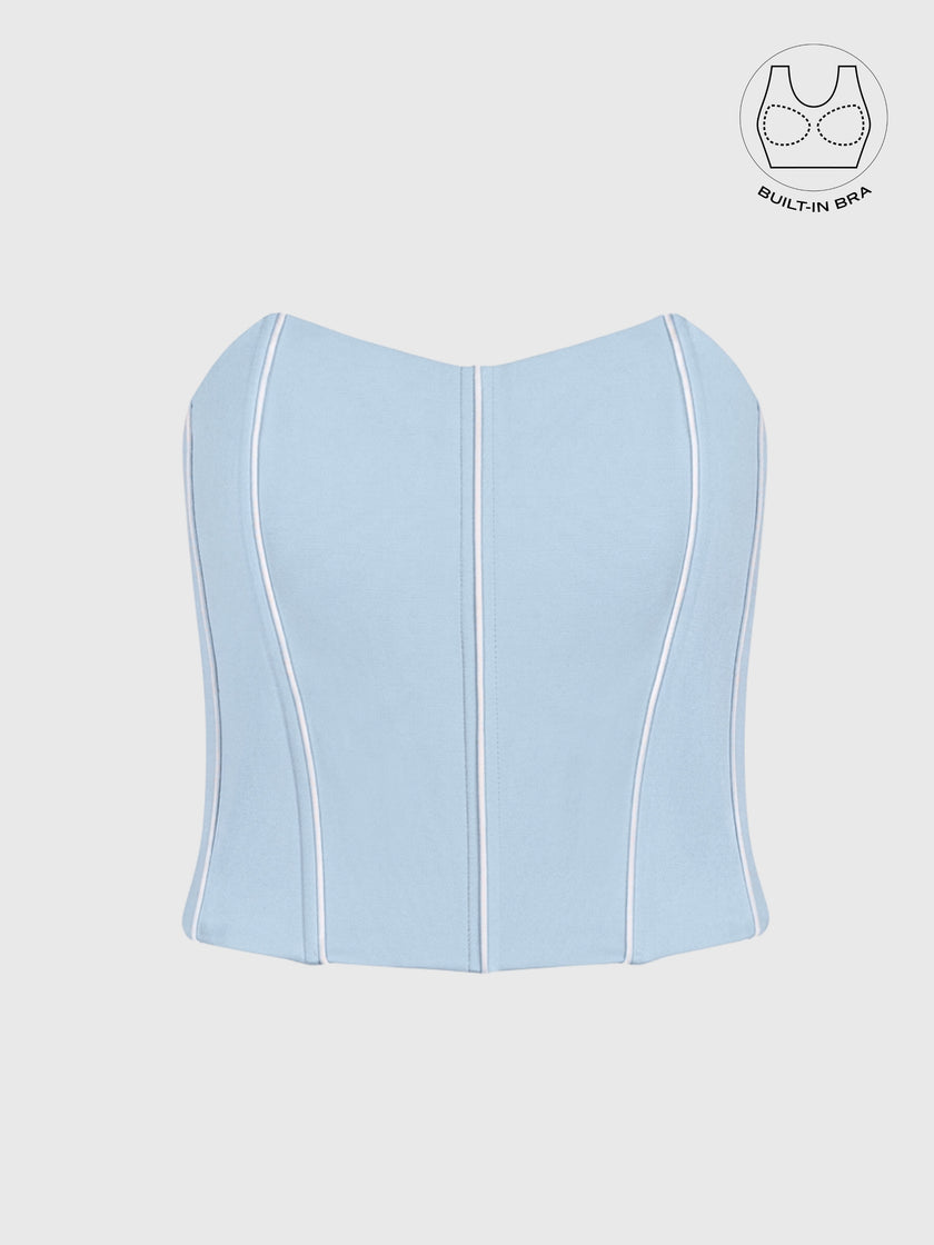 TENERA COOL BLUE SUMMER CASUAL CORSET WITH INBUILT BRA