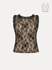SOLENE BLACK BACKLESS CONTRAST LACE TOP WITH INBUILT BRA