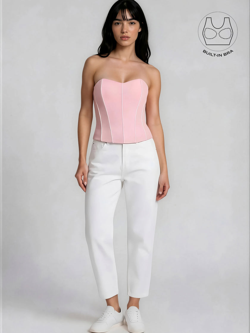 TENERA PASTEL PINK BIRTHDAY CORSET WITH INBUILT BRA
