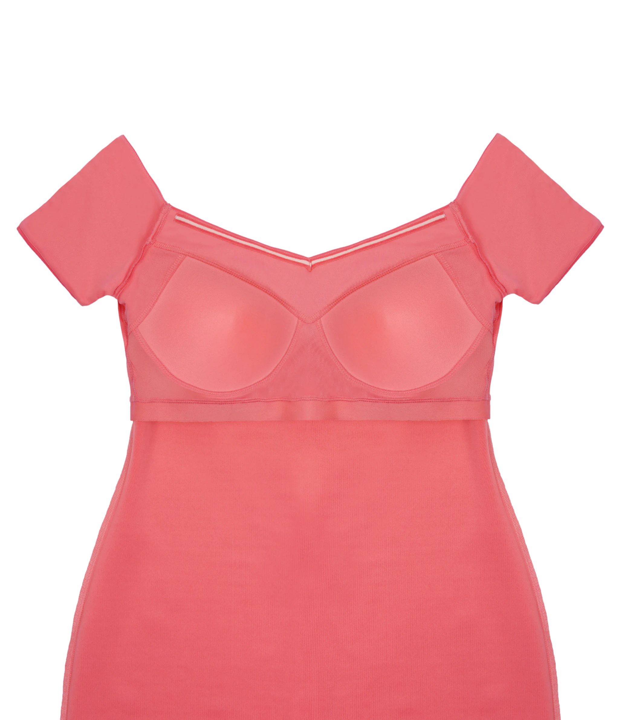 Varie coral pink cocktail dress with padded support.