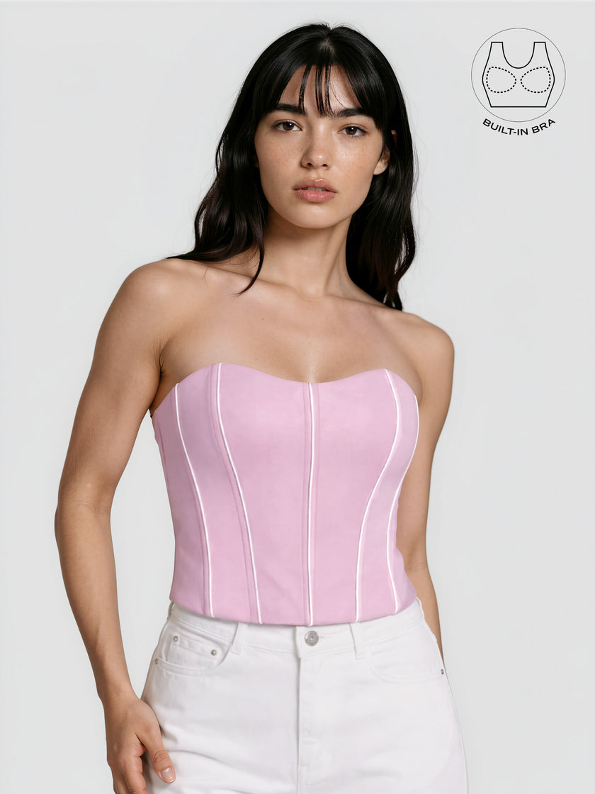 TENERA ROSE PINK COMFORTABLE CORSET WITH INBUILT BRA