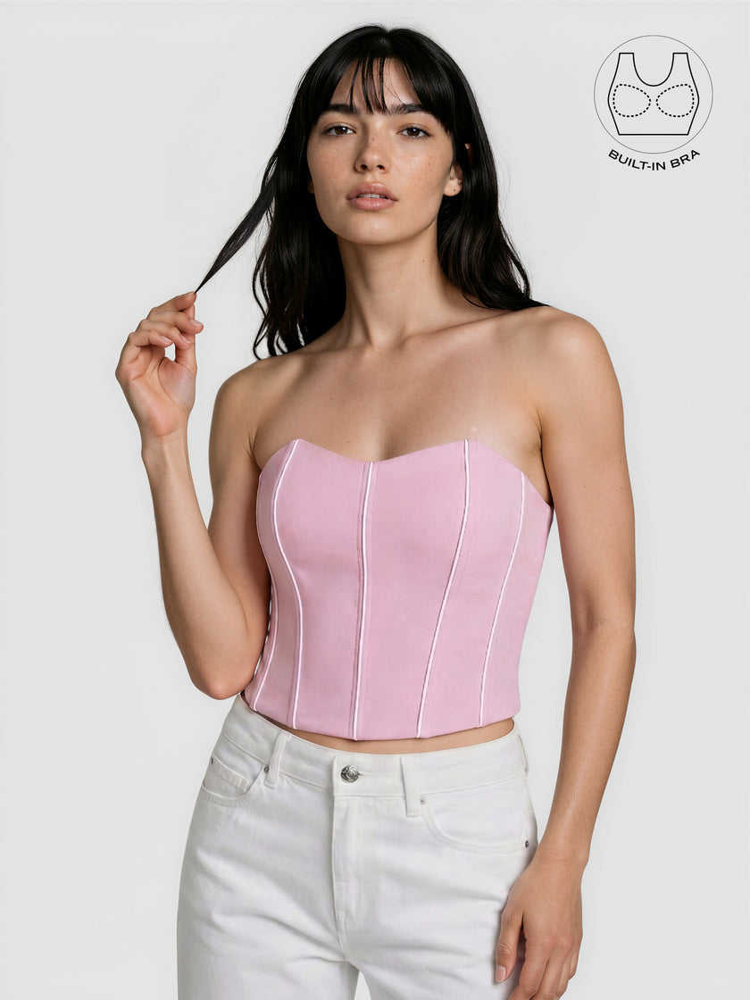 TENERA ROSE PINK COMFORTABLE CORSET WITH INBUILT BRA