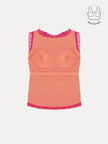 SOLENE HOT PINK BACKLESS CONTRAST LACE TOP WITH INBUILT BRA