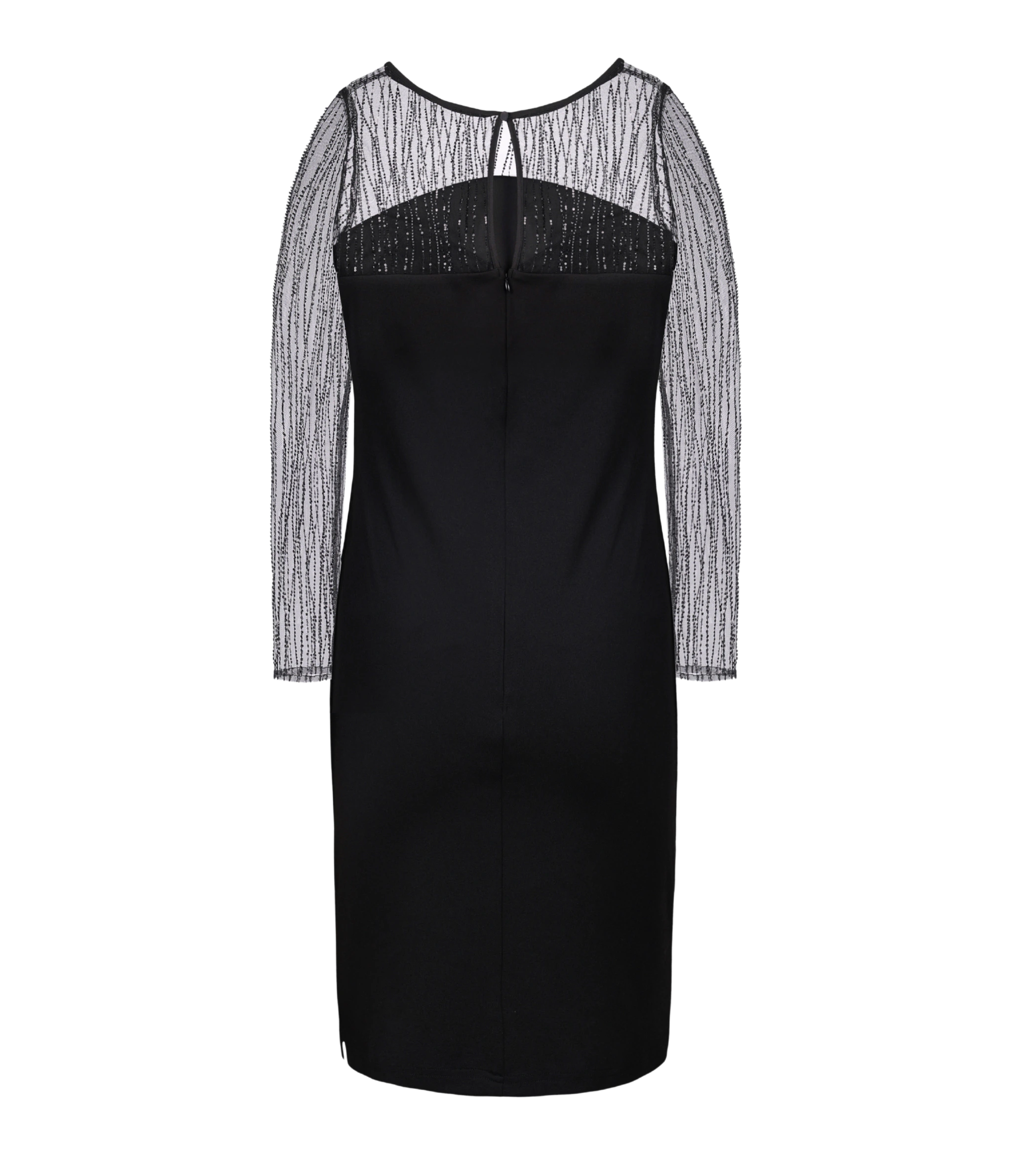 Inara black embroidered cocktail dress with inbuilt bra.
