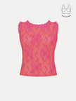 SOLENE HOT PINK BACKLESS CONTRAST LACE TOP WITH INBUILT BRA