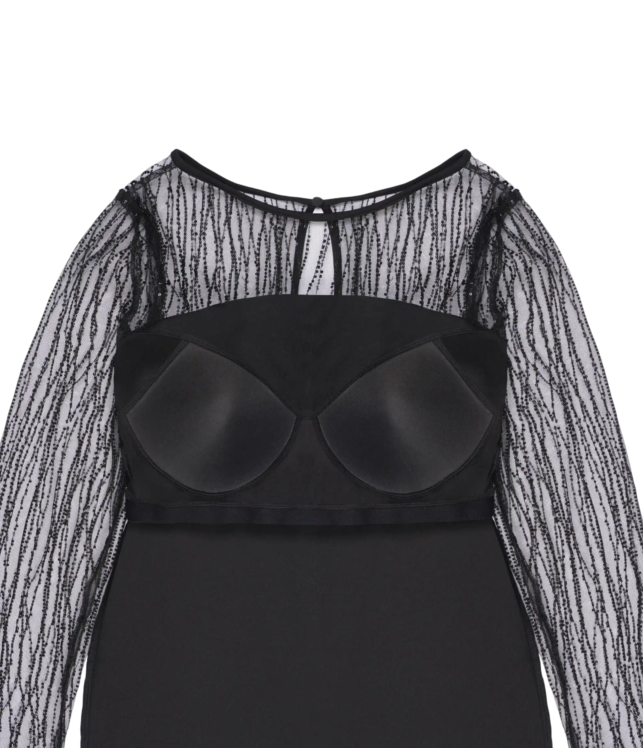 Stylish black embroidered dress with built-in bra support.
