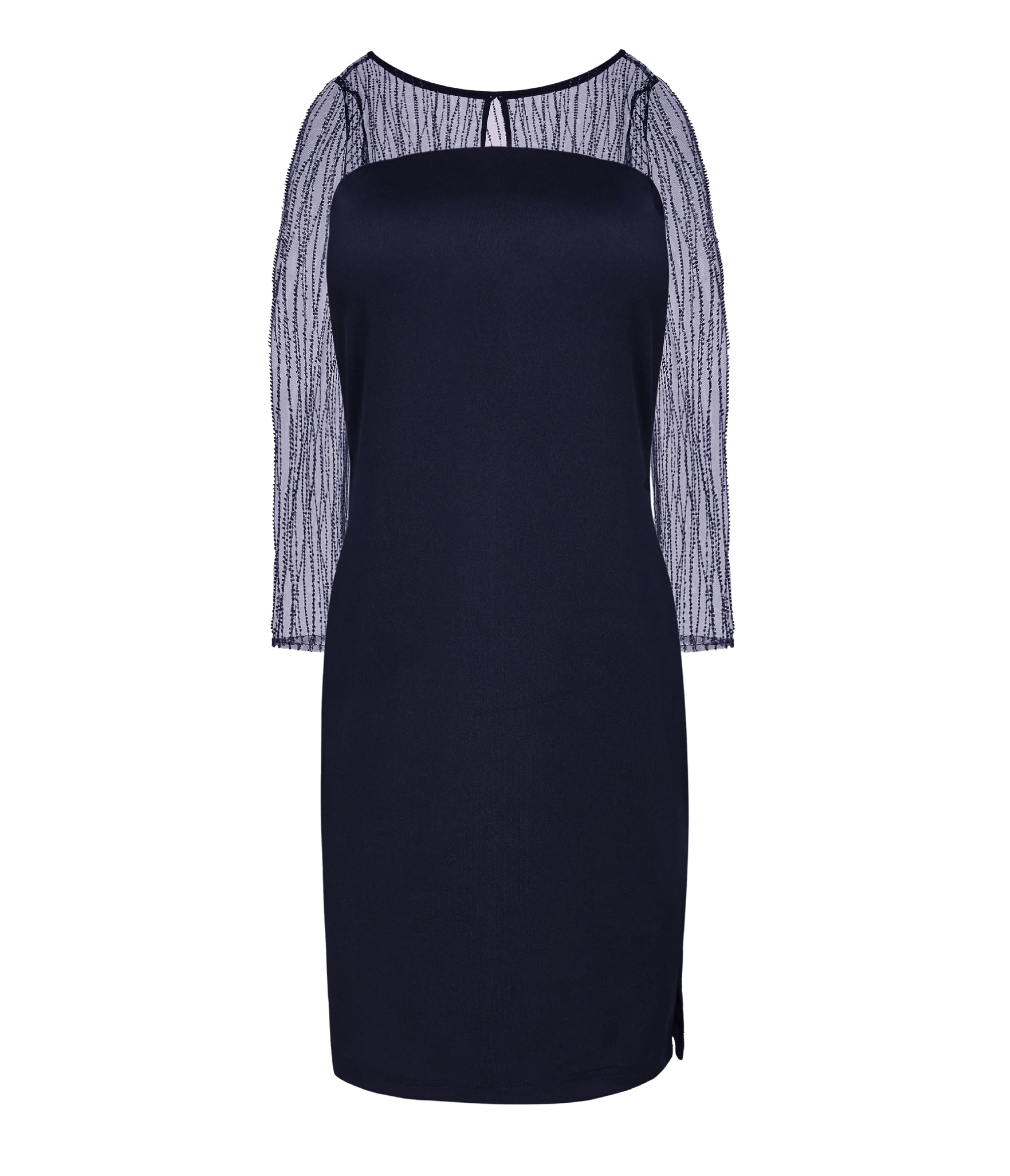 Inara navy blue embroidered cocktail dress for women.
