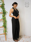 FORTE BLACK STRUCTURED COLLAR GOWN WITH INBUILT BRA