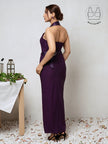 FORTE ROYAL PURPLE STRUCTURED COLLAR GOWN WITH INBUILT BRA
