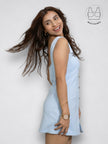 SICURA SKY BLUE WASHABLE BUTTON-DOWN DRESS WITH INBUILT BRA