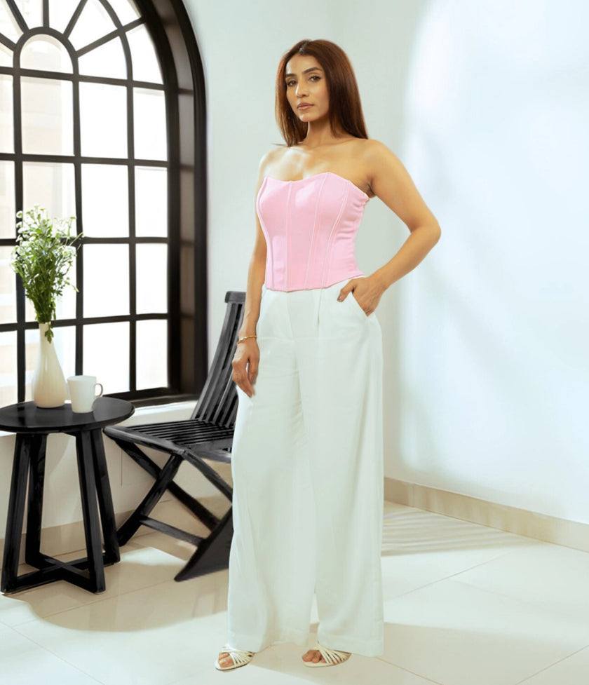 Women’s blush corset top party wear with inbuilt bra