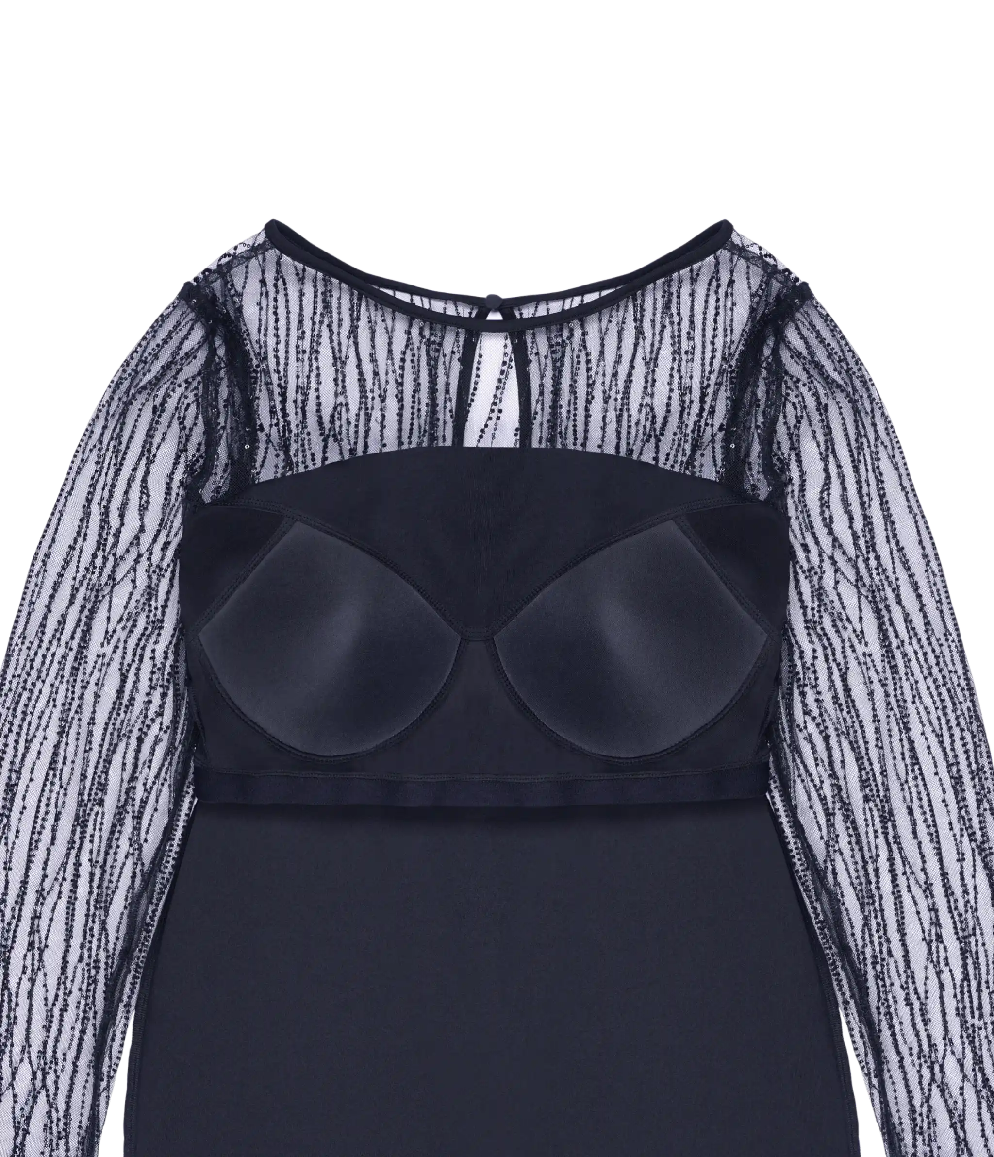 Stylish navy blue partywear dress with sequin embellishments.
