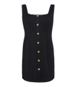 Women’s versatile black dress with built-in bra comfort.
