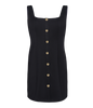 Women’s versatile black dress with built-in bra comfort.
