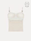BIANCA OFF-WHITE TEXTURED COTTON BUCKLE TOP WITH INBUILT BRA