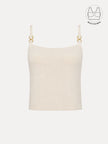 BIANCA OFF-WHITE TEXTURED COTTON BUCKLE TOP WITH INBUILT BRA