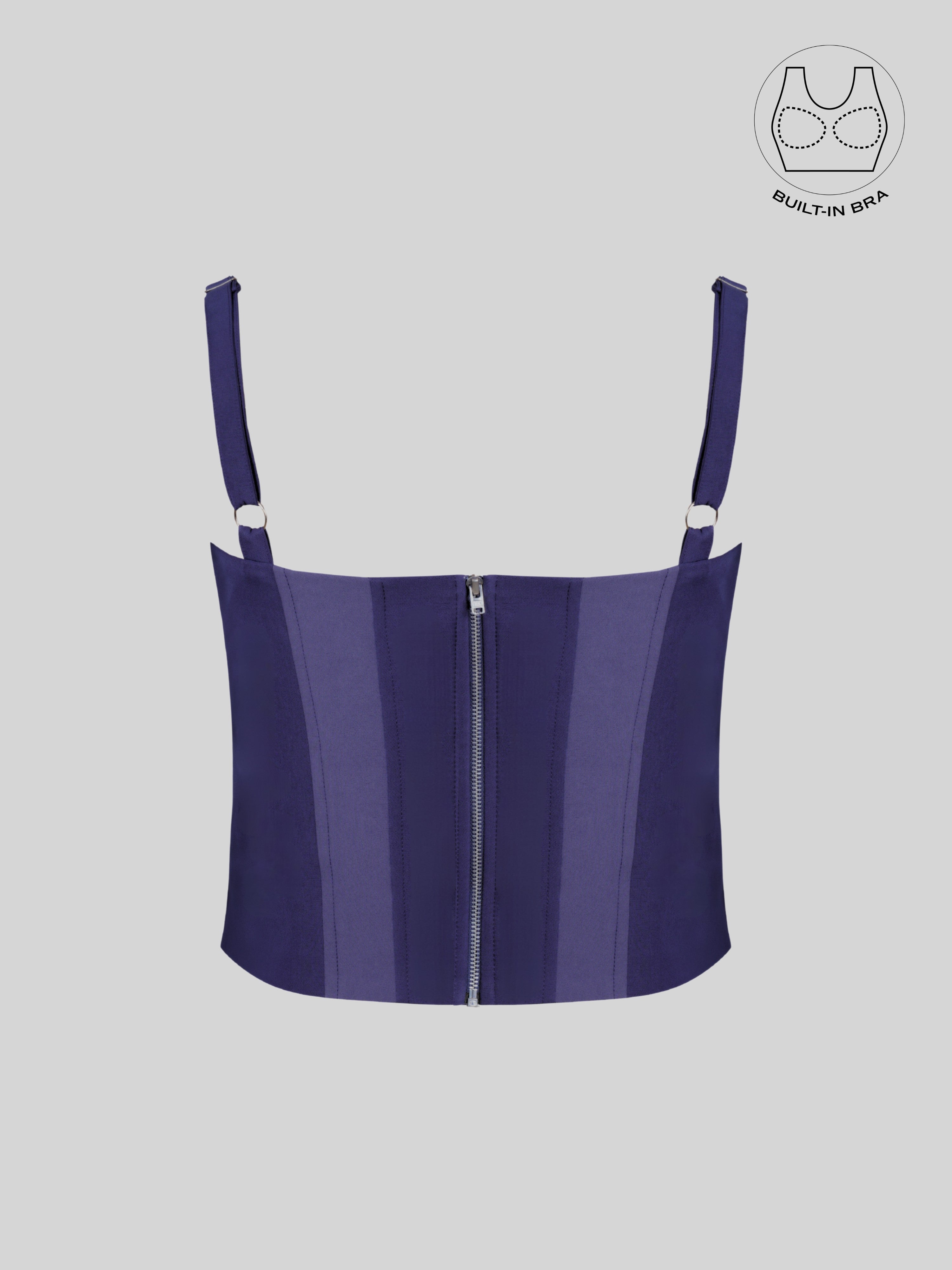 AVELIN MIDNIGHT PURPLE COLOR BLOCK CORSET WITH INBUILT BRA