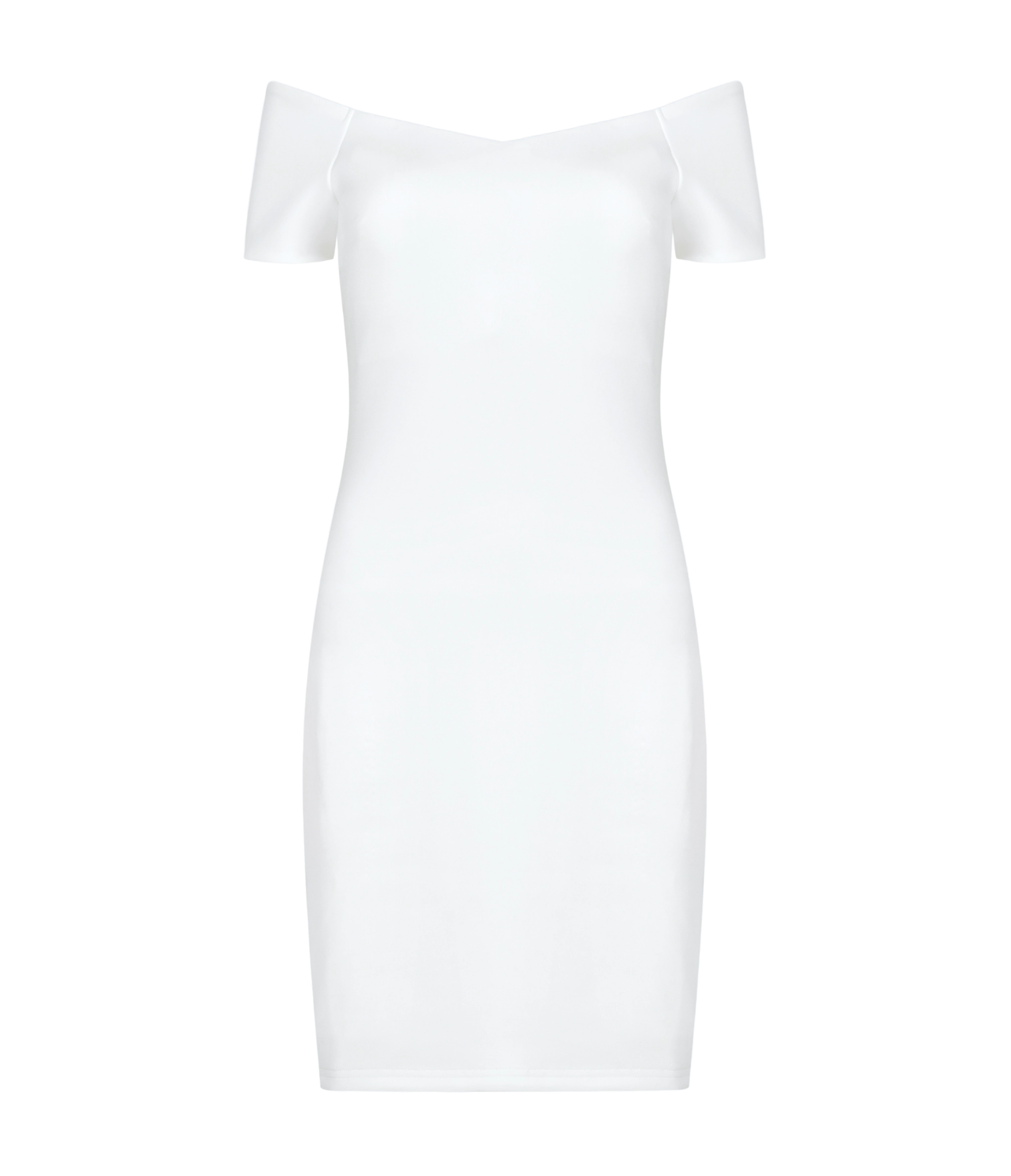 Stylish white bardot dress with inbuilt bra comfort