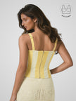 AVELIN BUTTER YELLOW COLOR BLOCK CORSET WITH INBUILT BRA