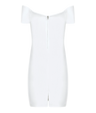 Pearl white cocktail dress with padded cups for parties.