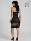 TATIANA BLACK STRAPLESS EMBROIDERED COCKTAIL DRESS WITH BUILT-IN BRA