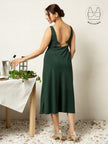 LIBERE FOREST GREEN BUCKLE CUTOUT DRESS WITH INBUILT BRA