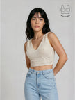 ASTRA IVORY BEADS & SEQUINS CROP TOP WITH INBUILT BRA