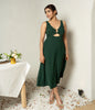 Libere forest green buckle dress with plunge neckline.

