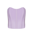 Structured lavender corset crop top with sweetheart design.
